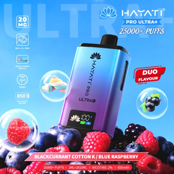 Hayati Pro Ultra+ 25000 - Blackcurrant Cotton Candy/ Blue Raspberry - 2%
