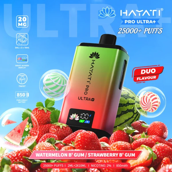 Hayati Pro Ultra+ 25000 - Watermelon Bubblegum/ Strawberry Bubblegum - 2%